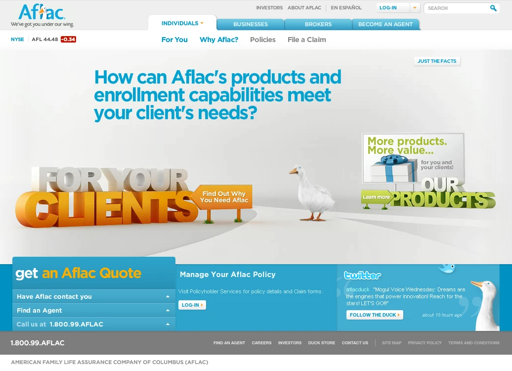 The custom "Aflacts" experience for brokers.
