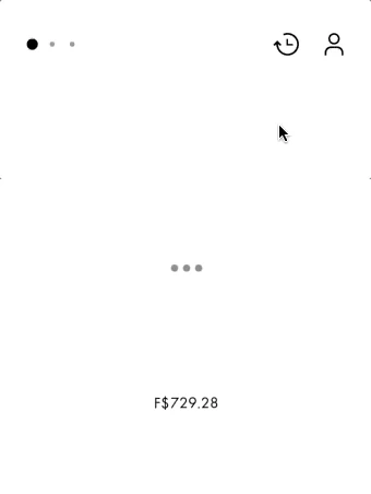 Some of the animations created: home navigation header, loading dots, and price/cost spinner