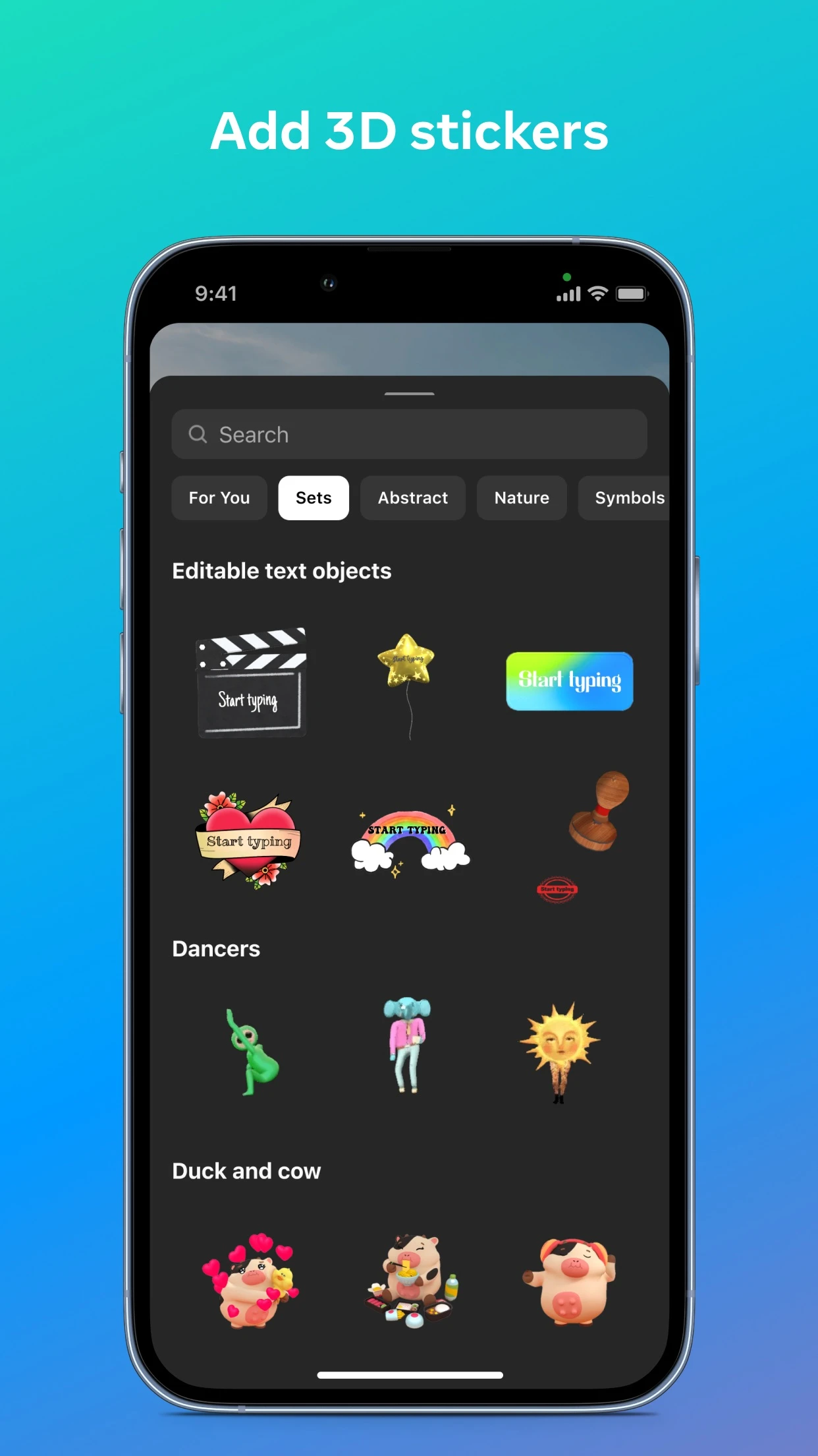 Selecting from a collection of virtual objects. The wide virtual object library was one of the main features of the app.