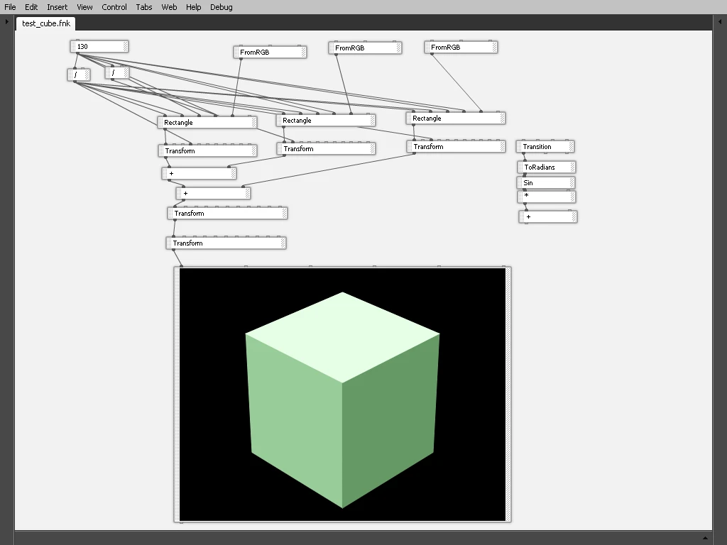 Build 2953. Elements could also be created and transformed along all axis, in 3D. In this example, 3 rectangles are created and rotated about to create a cube-ish form.