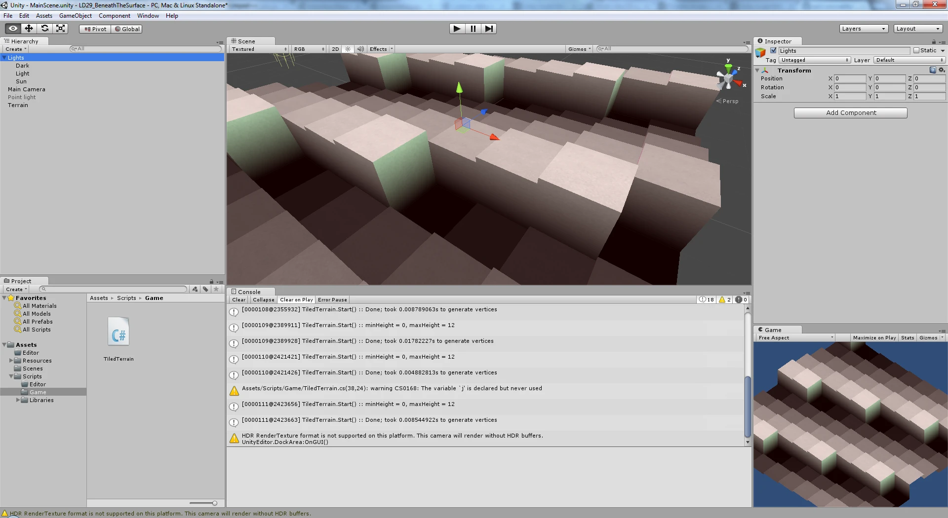 Getting tile height and color calculation working