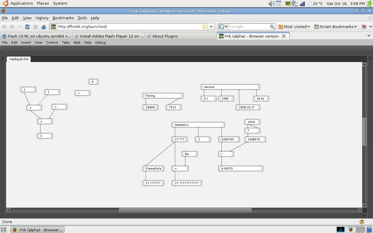 Build 2389. One of the goals for Fnk was to run in multiple platforms from a browser, so Linux was one of my main testing platforms.