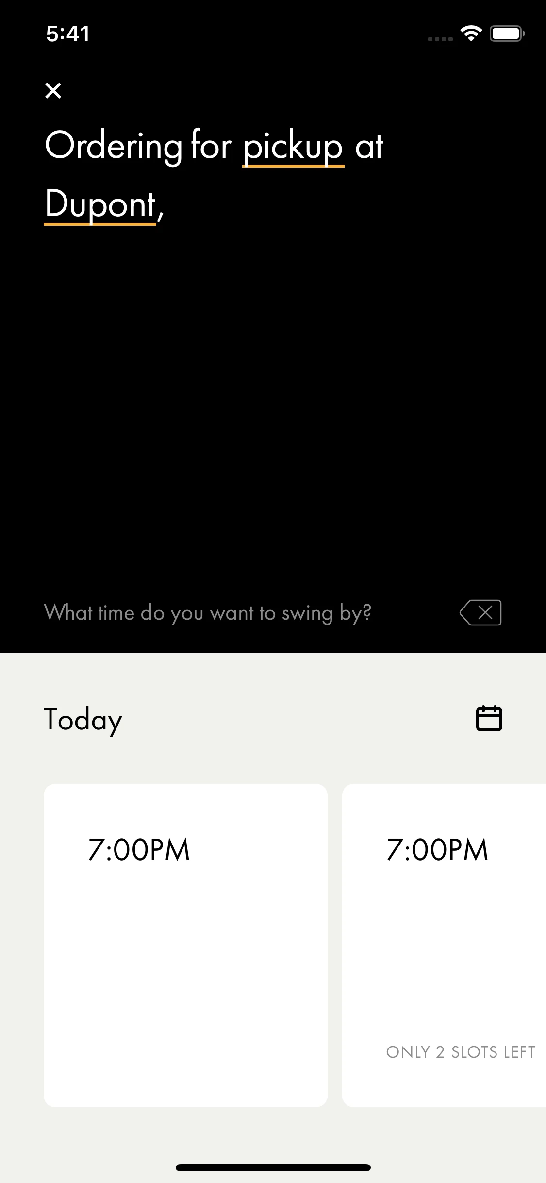 Steps of the order flow: order setup