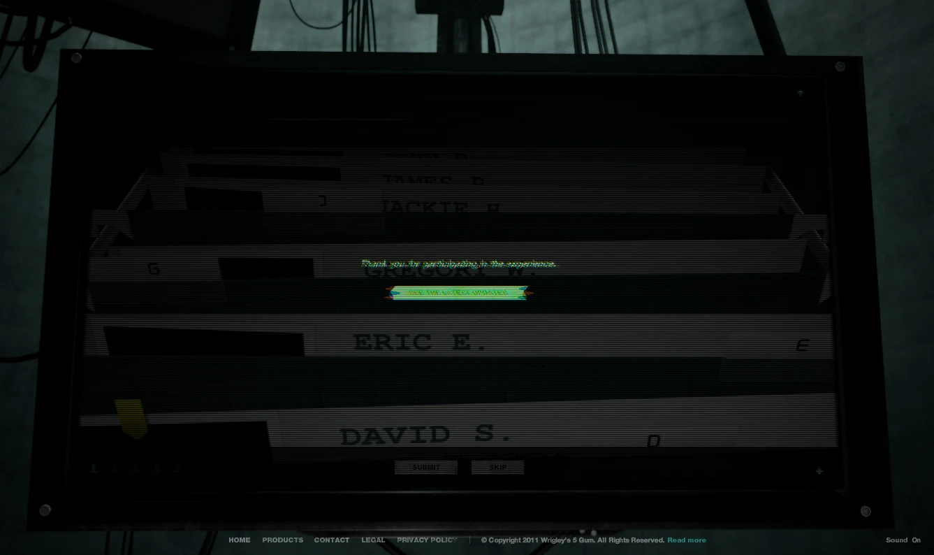 The interface used lots of effects for ghosting and distortion thanks to Flash's pseudo-shaders. This was one of my favorite effects