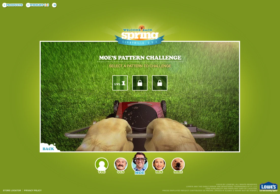 Moe's Pattern Challenge intro screen