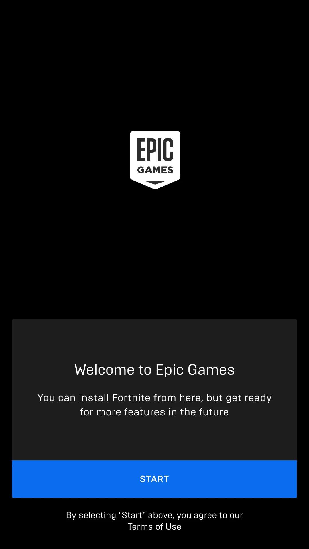 Welcome screen