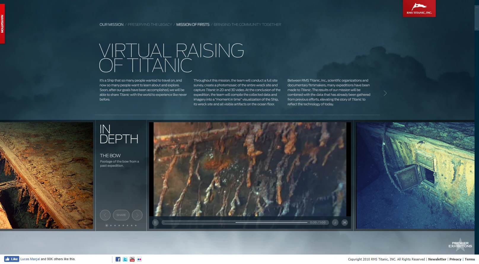 The site contained many sections that mixed text or multimedia galleries containing videos and images.