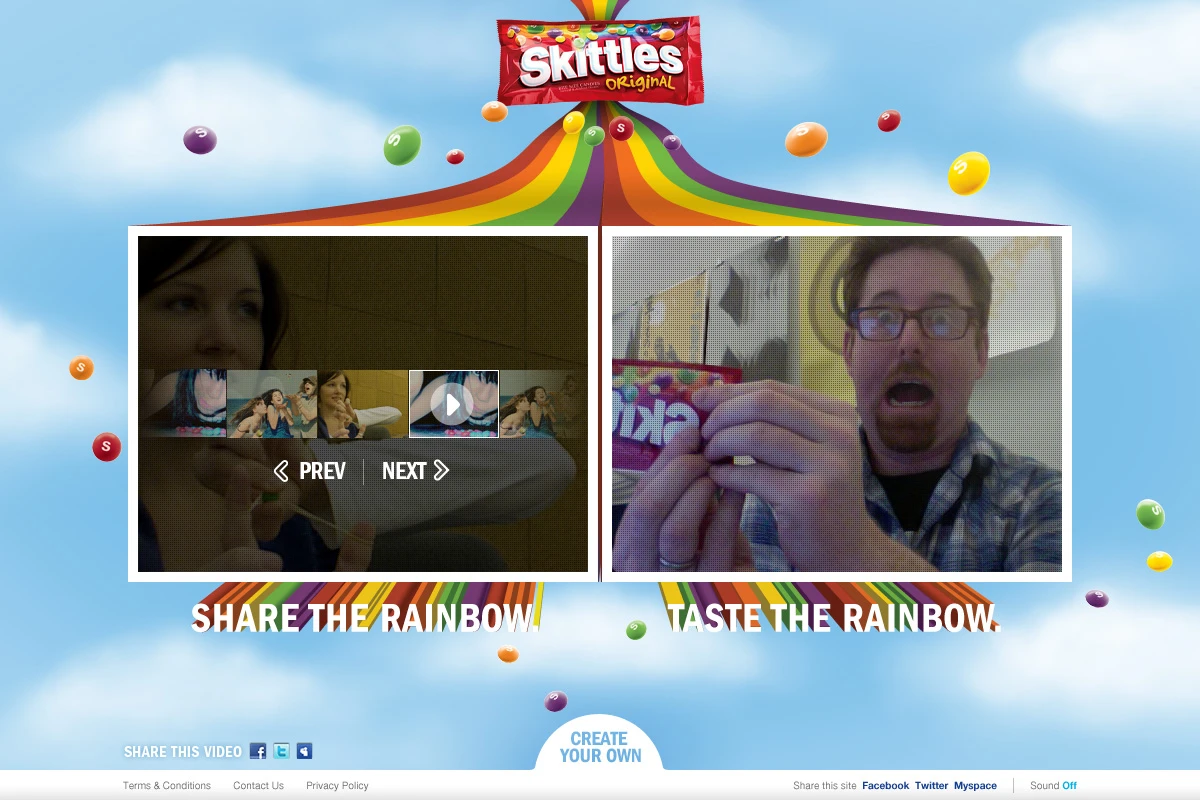 Original comp for video selection: visitors pick two videos they want to mash up (shown because live screenshots are missing)