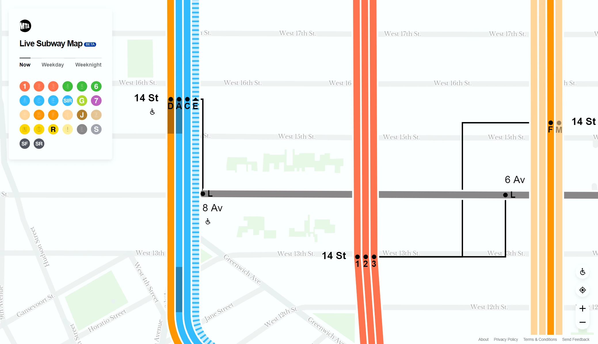 Train cars were drawn in real time over their lines