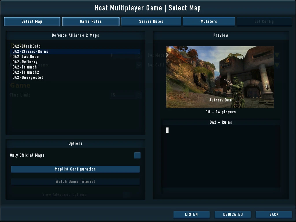 Map selection screen.