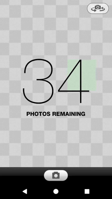 Photo being taken (simulated on Emulator); the photo was covered by a gray overlay to make it difficult to be selective about what's in the picture