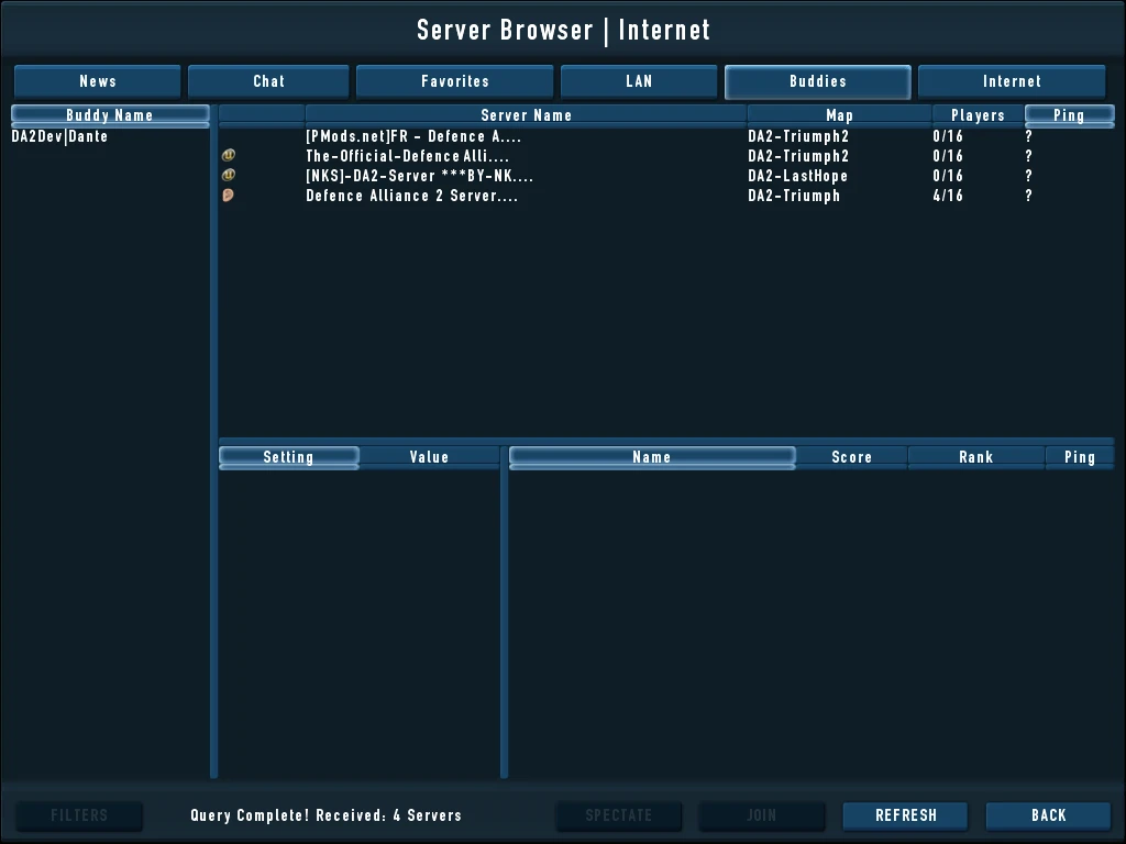 Server browser.