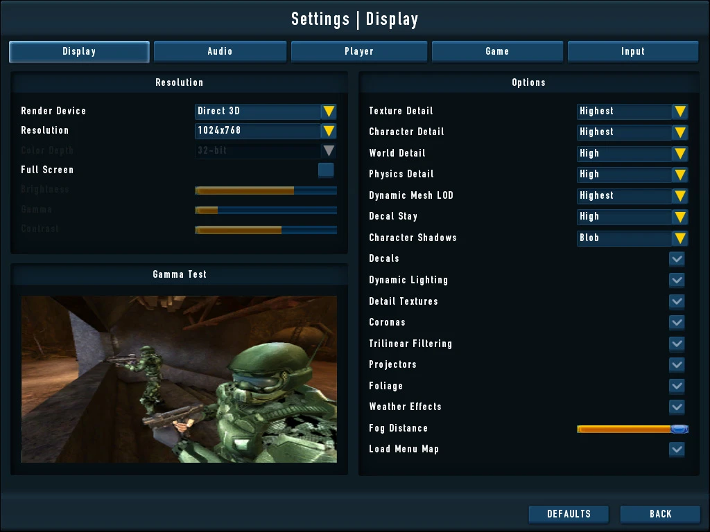 Client's display settings screen. Everything UT2k4 screen was, at the very least, re-skinned.