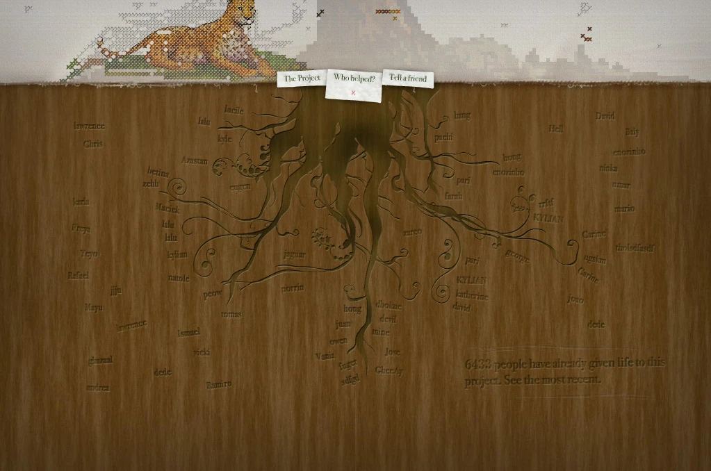 List of last visitors who revealed an animal and symbolically helped the project.
