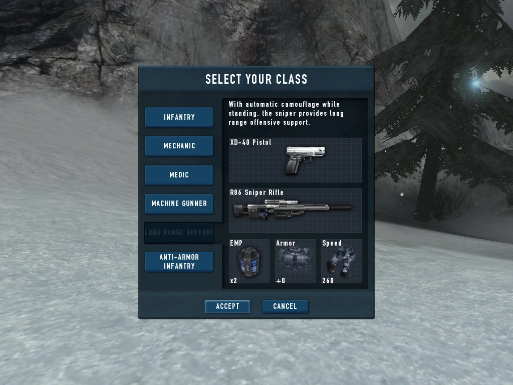 Class selection dialog. Those were brand new.