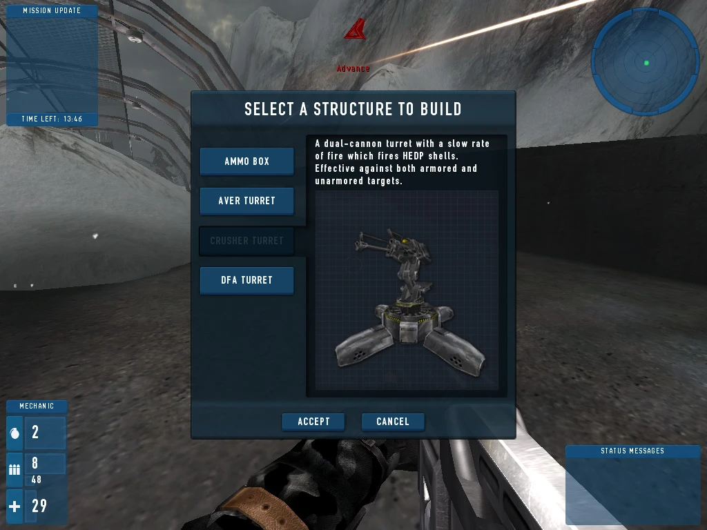 Build structure selection. The HUD was a work-in-progress.